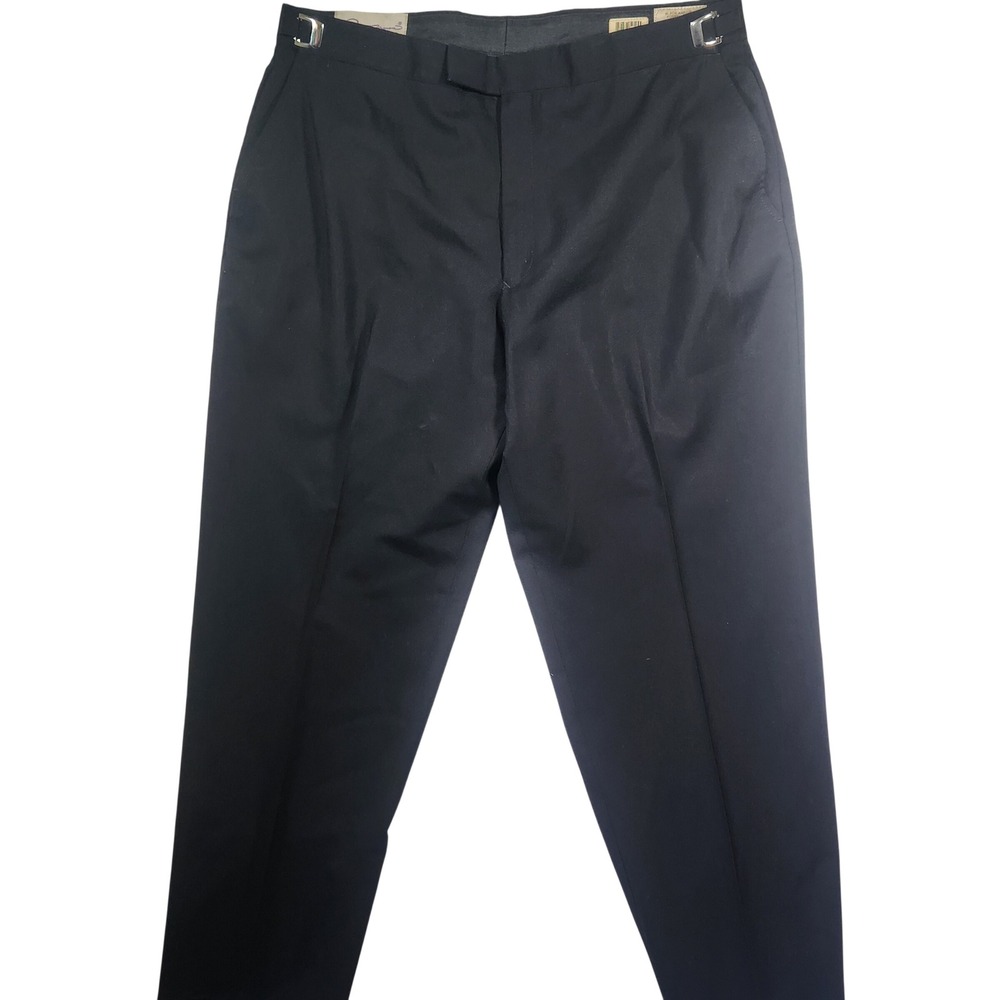 Vintage Jean Yves Black Worsted Wool Dress Pants Adjustable Side‎ Buckle 40S